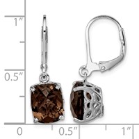 Sterling Silver Rhodium-plated Smoky Quartz Earrings view 4