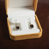 Sterling Silver Rhodium-plated Smoky Quartz Earrings view 5