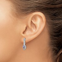 Sterling Silver Rhodium Plated Diamond and Tanzanite Post Earrings view 3