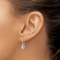 Sterling Silver Rhodium-plated Diamond and Aquamarine Earrings view 3