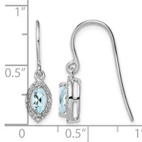 Sterling Silver Rhodium-plated Diamond and Aquamarine Earrings view 4