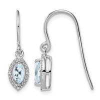 Sterling Silver Rhodium-plated Diamond and Aquamarine Earrings view 1