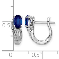 Sterling Silver Rhodium Plated Diamond & Sapphire Hinged Earrings view 4