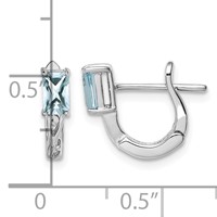 Sterling Silver Rhodium Plated Aquamarine Hinged Hoop Earrings view 4