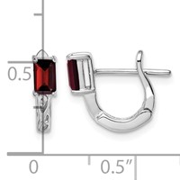 Sterling Silver Rhodium Plated Garnet Hinged Hoop Earrings view 4
