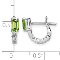 Sterling Silver Rhodium Plated Peridot Hinged Hoop Earrings view 4