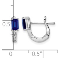 Sterling Silver Rhodium Plated Sapphire Hinged Hoop Earrings view 4
