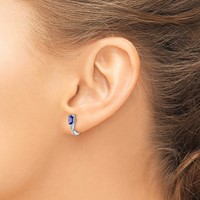Sterling Silver Rhodium Plated Tanzanite Hinged Hoop Earrings view 3