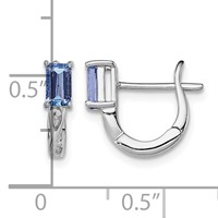 Sterling Silver Rhodium Plated Tanzanite Hinged Hoop Earrings view 4