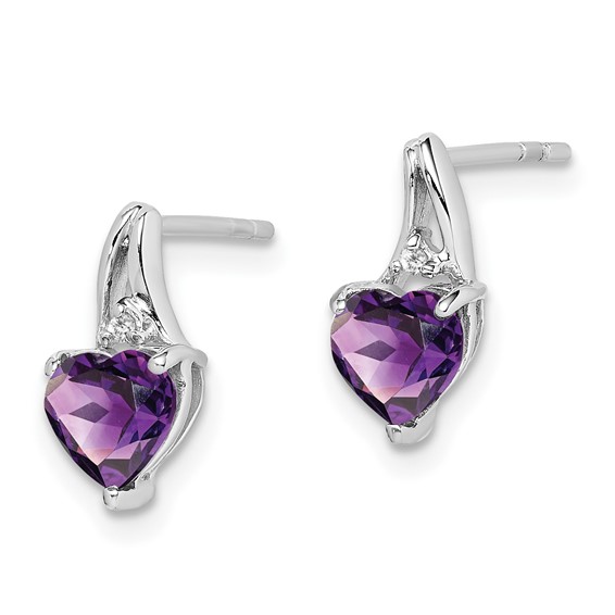 Gemstone & Diamond Heart Post Earrings