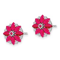 Sterling Silver Rhodium-plated Diamond & Ruby Earrings view 2