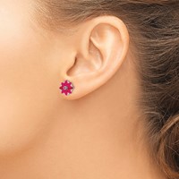 Sterling Silver Rhodium-plated Diamond & Ruby Earrings view 3
