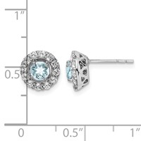 Sterling Silver Rhodium Plated White Topaz & Aquamarine Earrings view 4