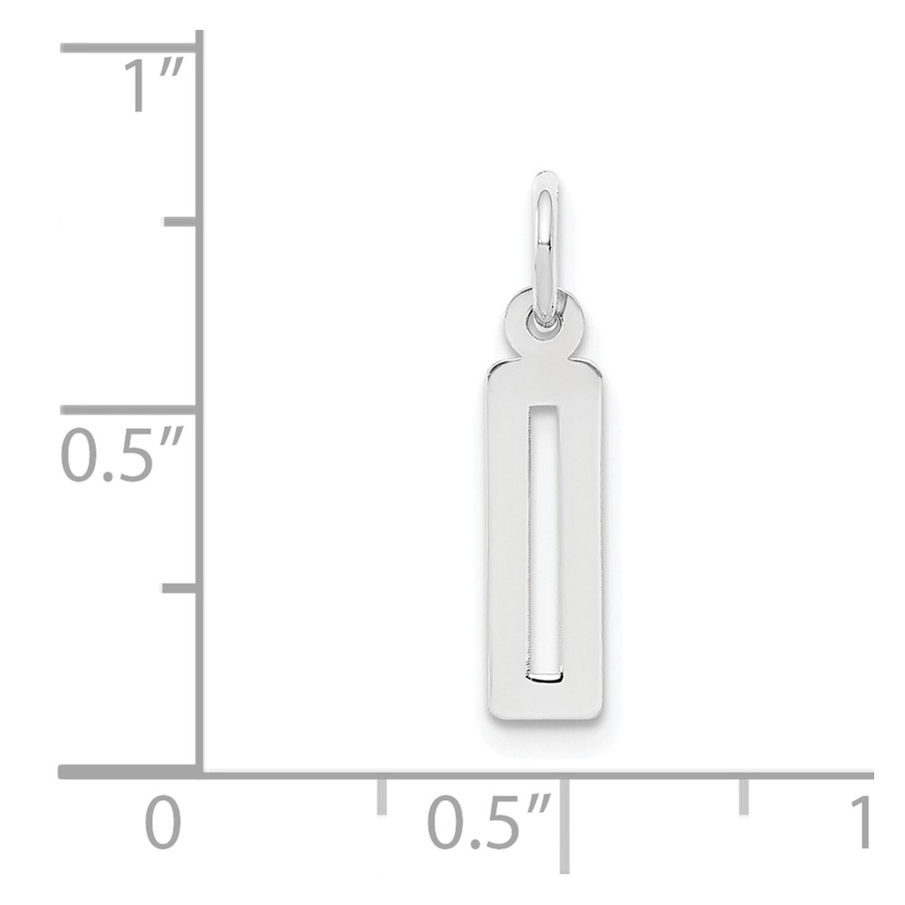 Sterling Silver/Rhodium-plated Elongated Polished Number 0 Charm (QES00)