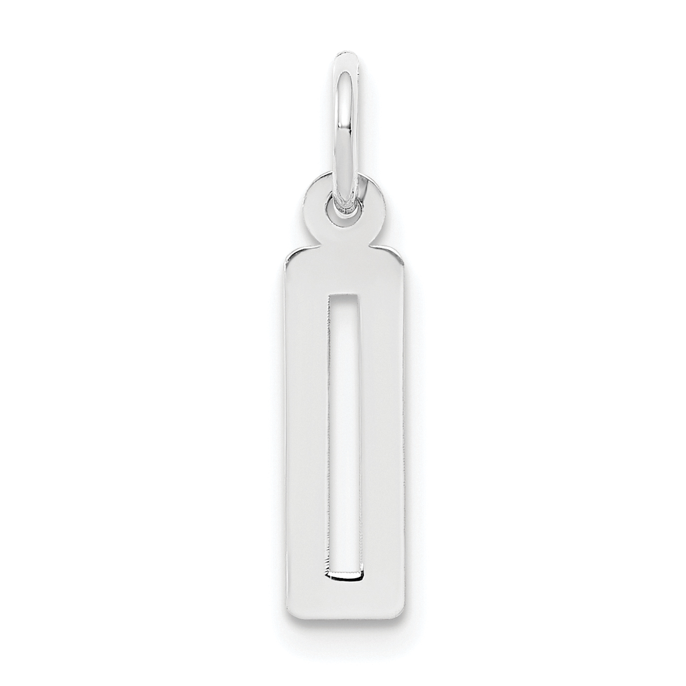 Sterling Silver/Rhodium-plated Elongated Polished Number 0 Charm (QES00)