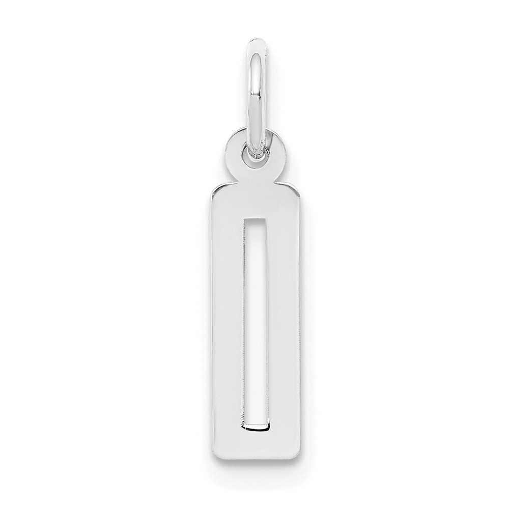 Sterling Silver/Rhodium-plated Elongated Polished Number 0 Charm (QES00)