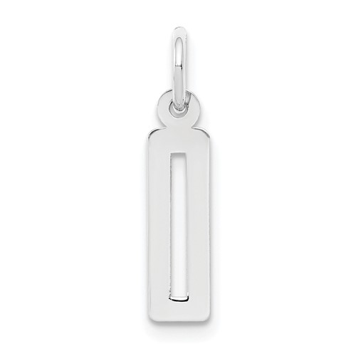 Sterling Silver Rhodium-plated Elongated Polished Number 0 Charm
