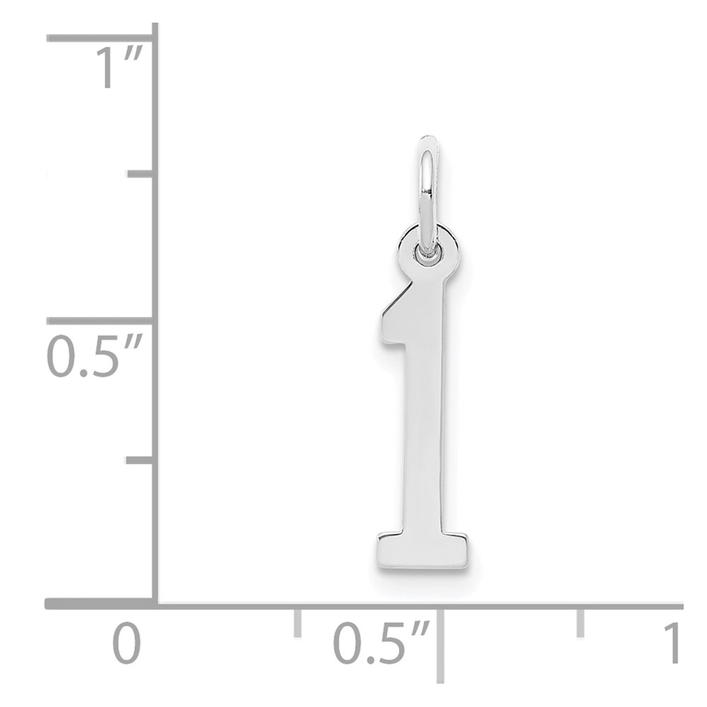 Sterling Silver/Rhodium-plated Elongated Polished Number 1 Charm (QES01)