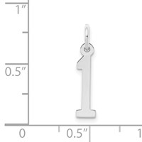 Sterling Silver Rhodium-plated Elongated Polished Number 1 Charm view 3
