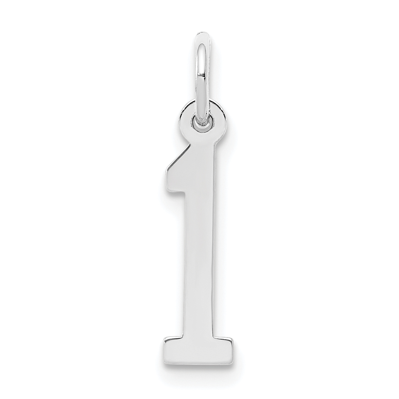 Sterling Silver/Rhodium-plated Elongated Polished Number 1 Charm (QES01)