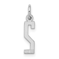 Sterling Silver Rhodium-plated Elongated Polished Number 2 Charm view 4