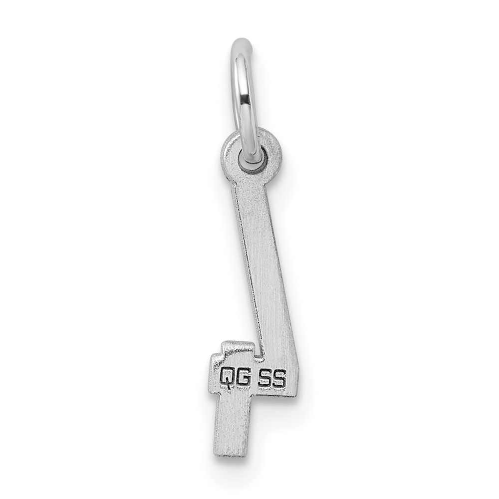Sterling Silver/Rhodium-plated Elongated Polished Number 4 Charm (QES04)