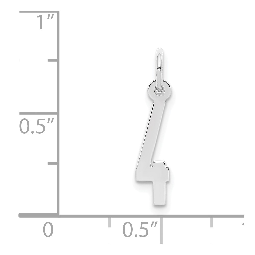 Sterling Silver/Rhodium-plated Elongated Polished Number 4 Charm (QES04)