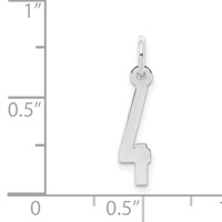 Sterling Silver Rhodium-plated Elongated Polished Number 4 Charm view 3