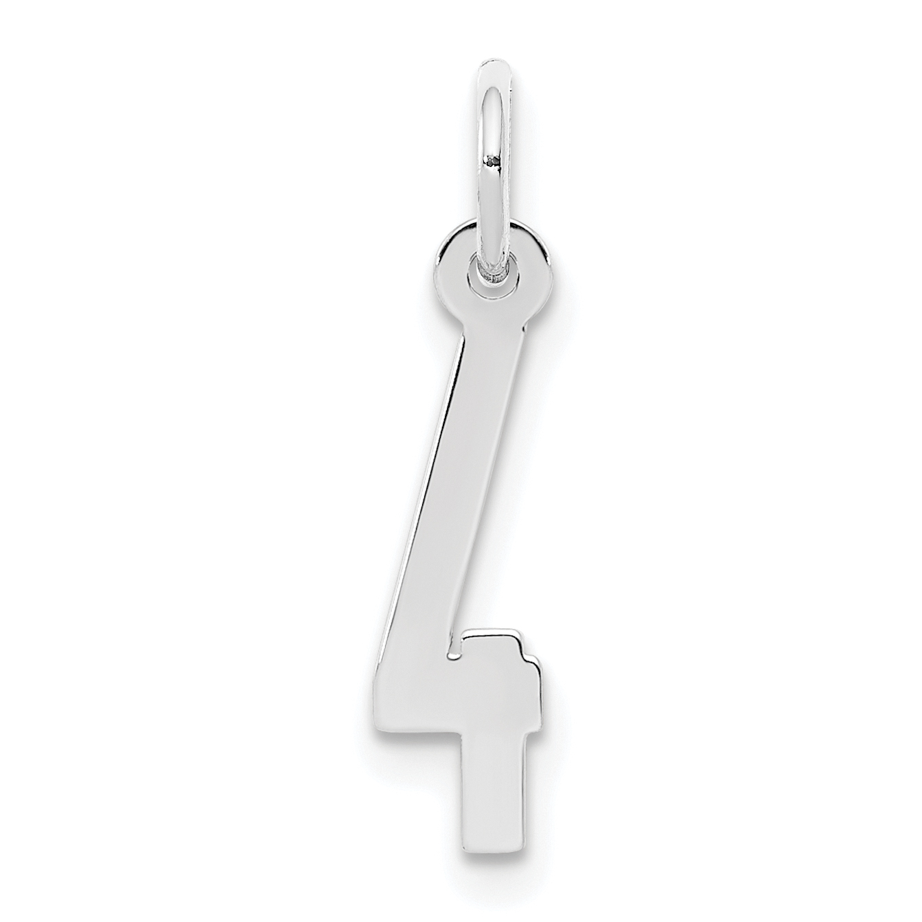 Sterling Silver/Rhodium-plated Elongated Polished Number 4 Charm (QES04)
