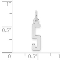 Sterling Silver Rhodium-plated Elongated Polished Number 5 Charm view 3