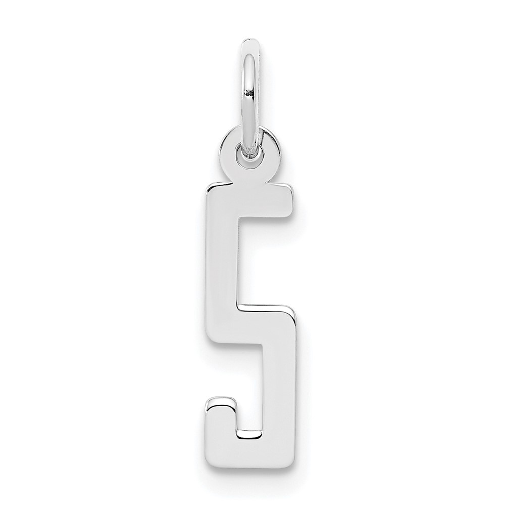 Sterling Silver/Rhodium-plated Elongated Polished Number 5 Charm (QES05)