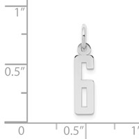 Sterling Silver Rhodium-plated Elongated Polished Number 6 Charm view 3