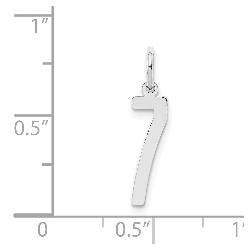 Sterling Silver/Rhodium-plated Elongated Polished Number 7 Charm (QES07)