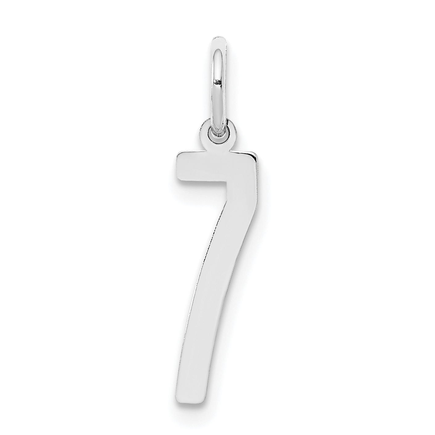 Sterling Silver/Rhodium-plated Elongated Polished Number 7 Charm (QES07)