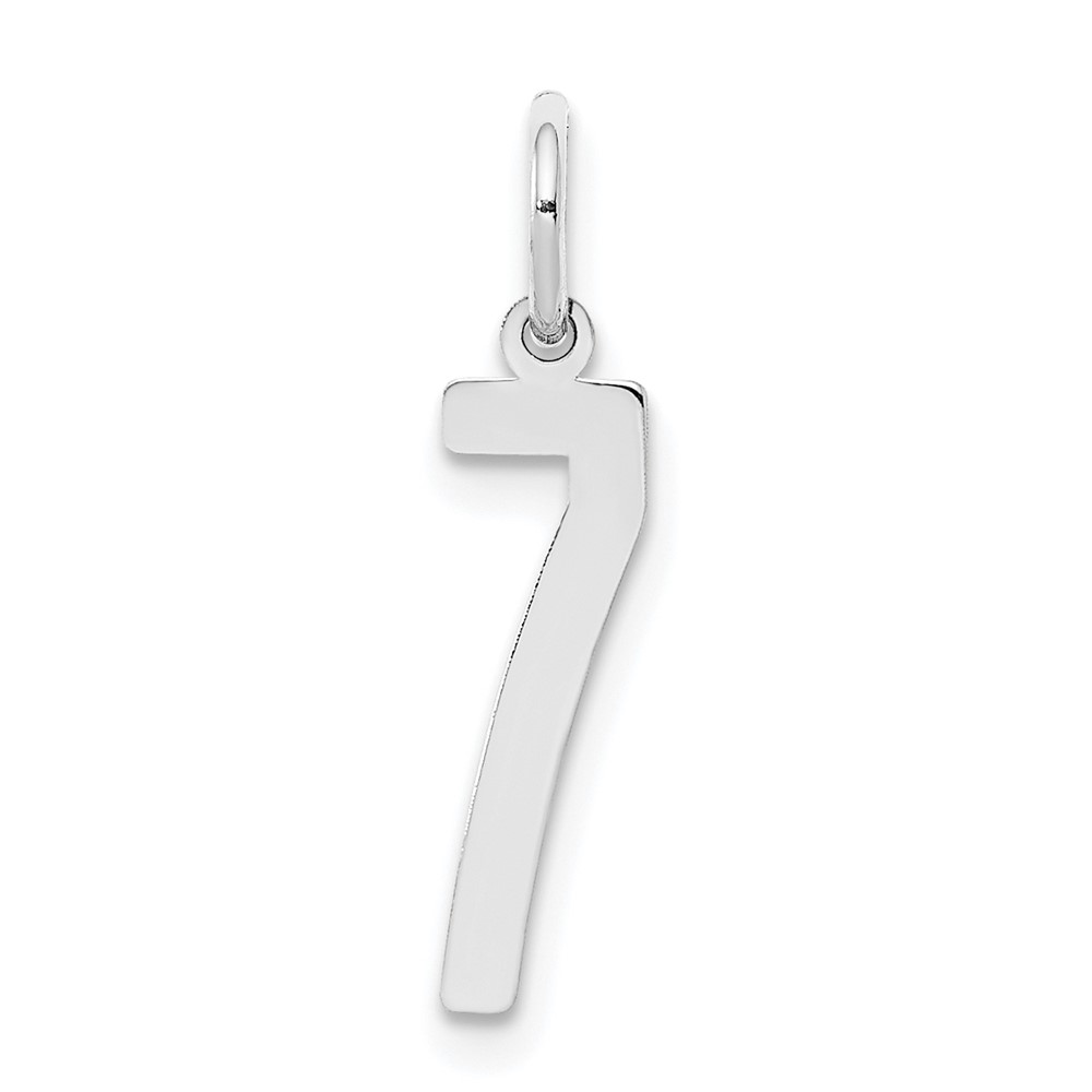 Sterling Silver/Rhodium-plated Elongated Polished Number 7 Charm (QES07)
