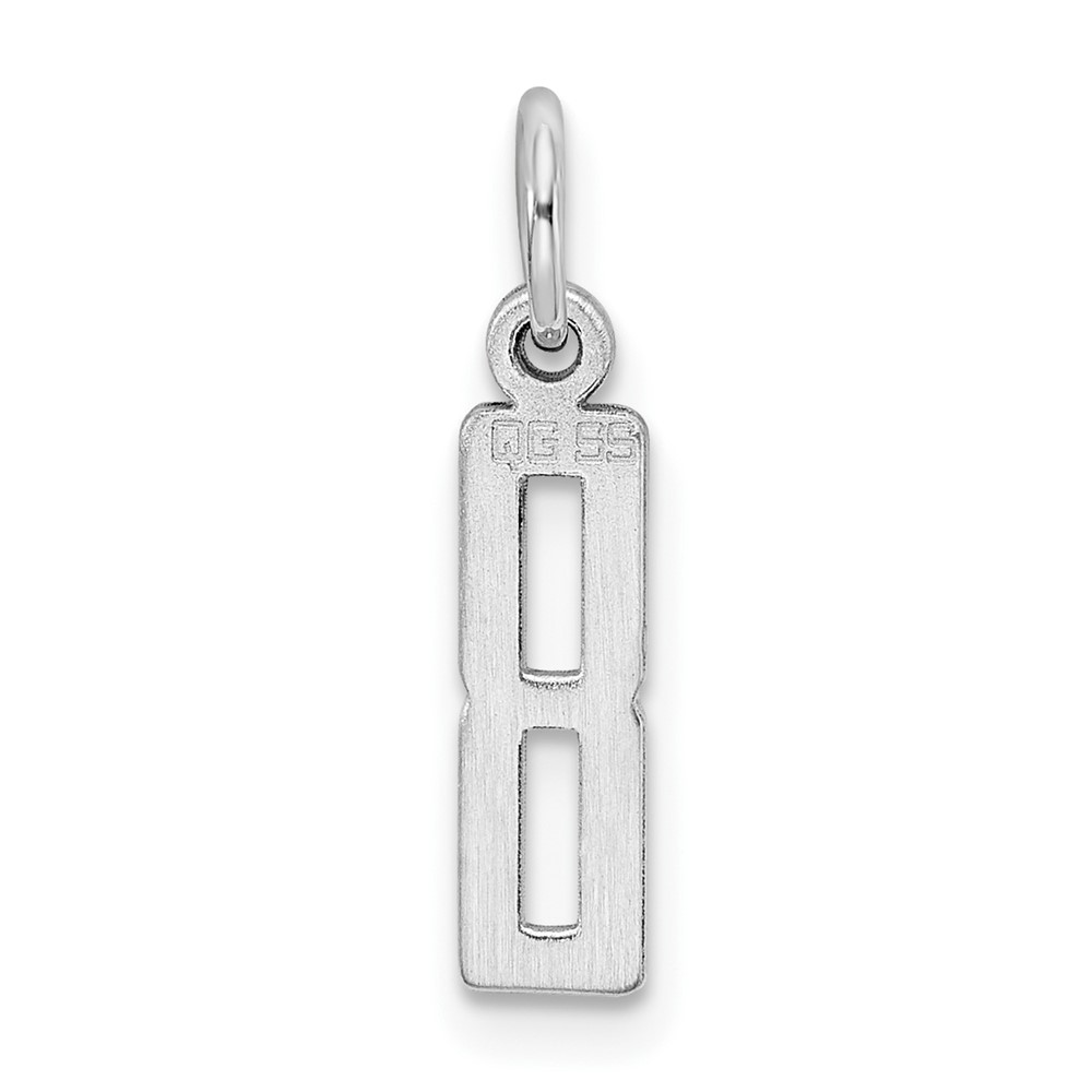 Sterling Silver/Rhodium-plated Elongated Polished Number 8 Charm (QES08)