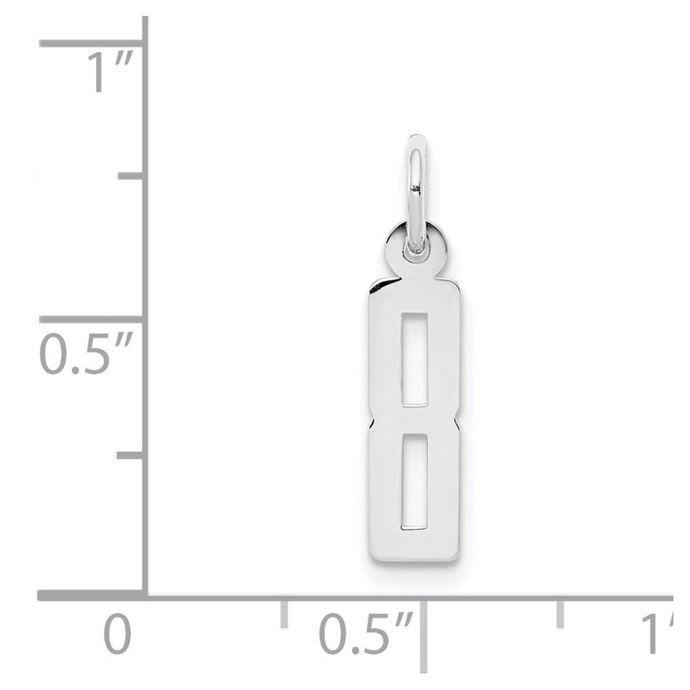 Sterling Silver/Rhodium-plated Elongated Polished Number 8 Charm (QES08)
