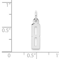 Sterling Silver Rhodium-plated Elongated Polished Number 8 Charm view 3
