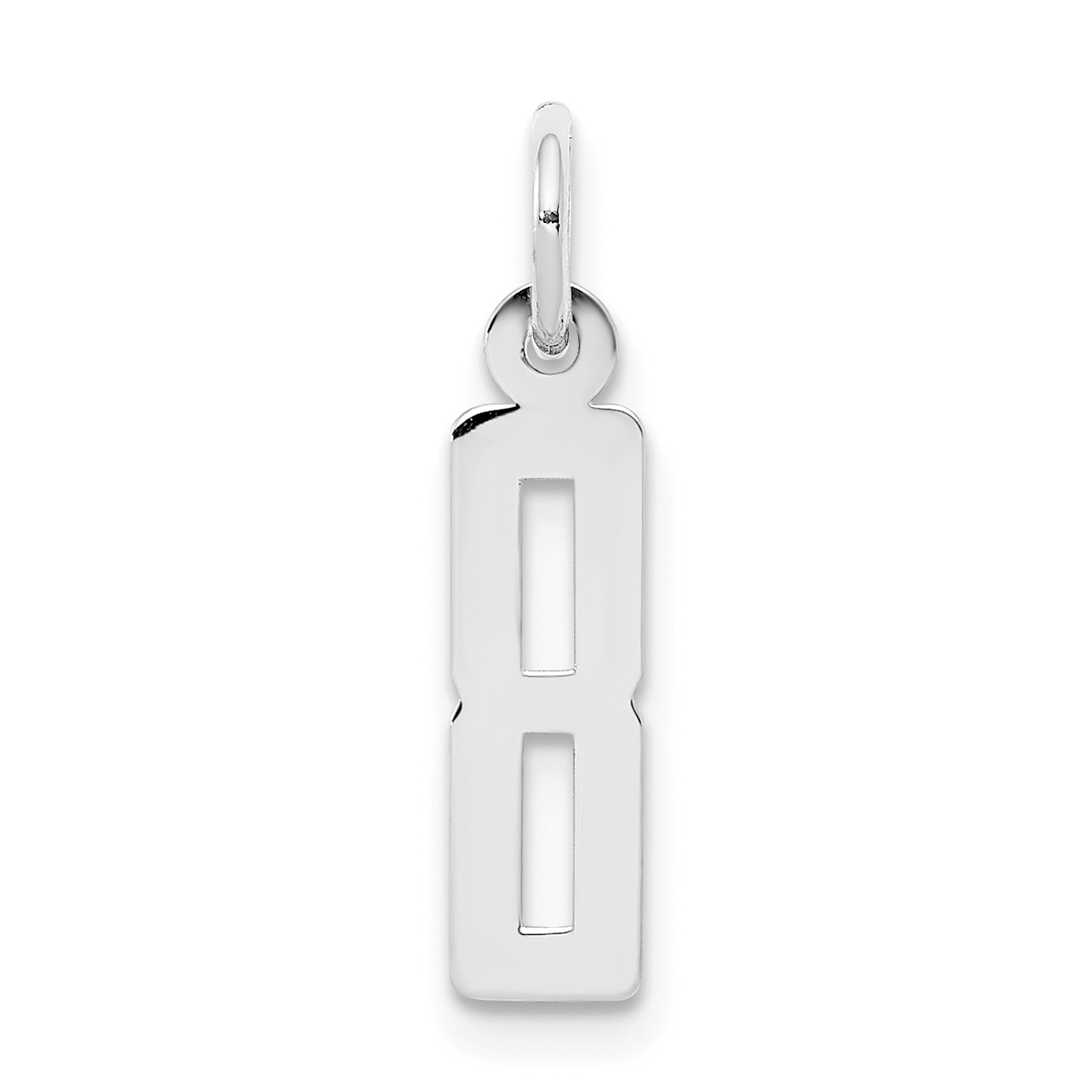 Sterling Silver/Rhodium-plated Elongated Polished Number 8 Charm (QES08)