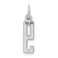 Sterling Silver Rhodium-plated Elongated Polished Number 9 Charm view 4