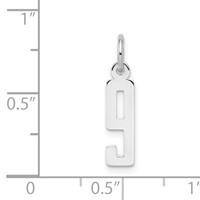 Sterling Silver Rhodium-plated Elongated Polished Number 9 Charm view 3