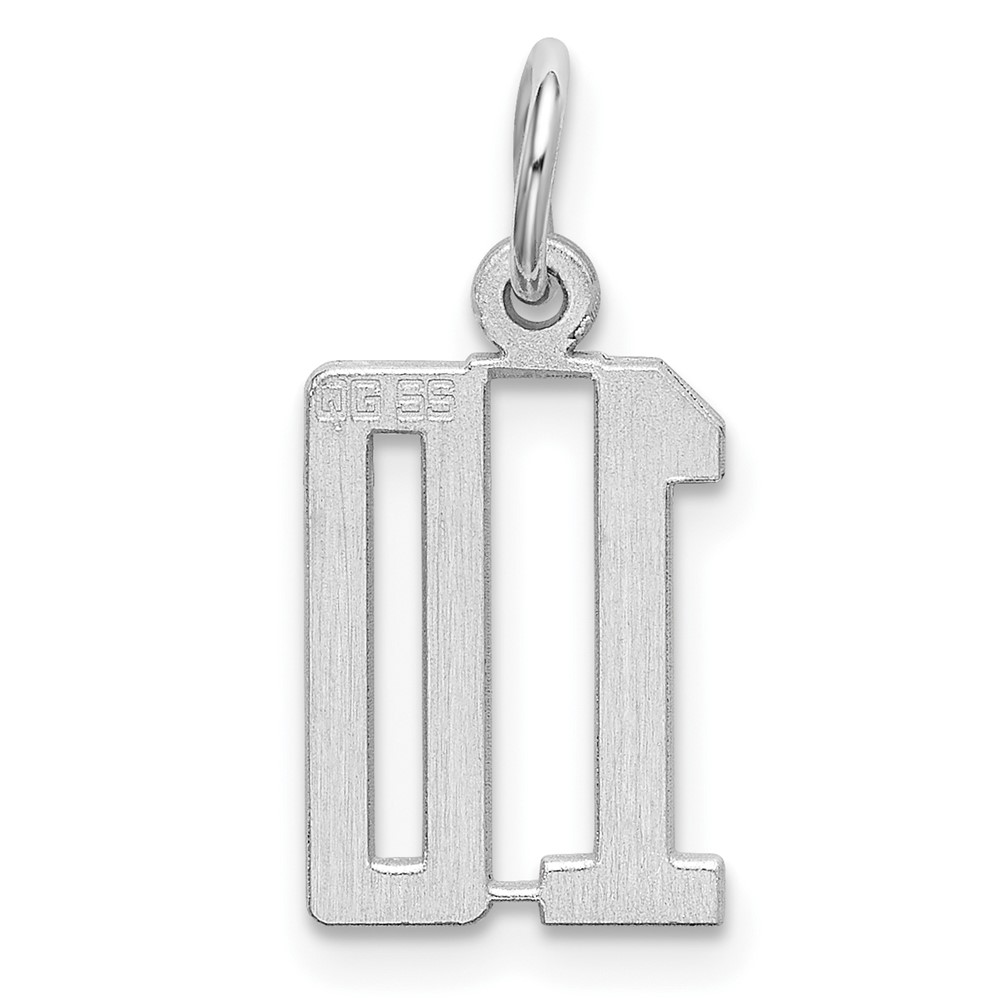Sterling Silver/Rhodium-plated Elongated Number 10 Charm (QES10)