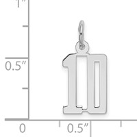 Sterling Silver Rhodium-plated Elongated Number 10 Charm view 3