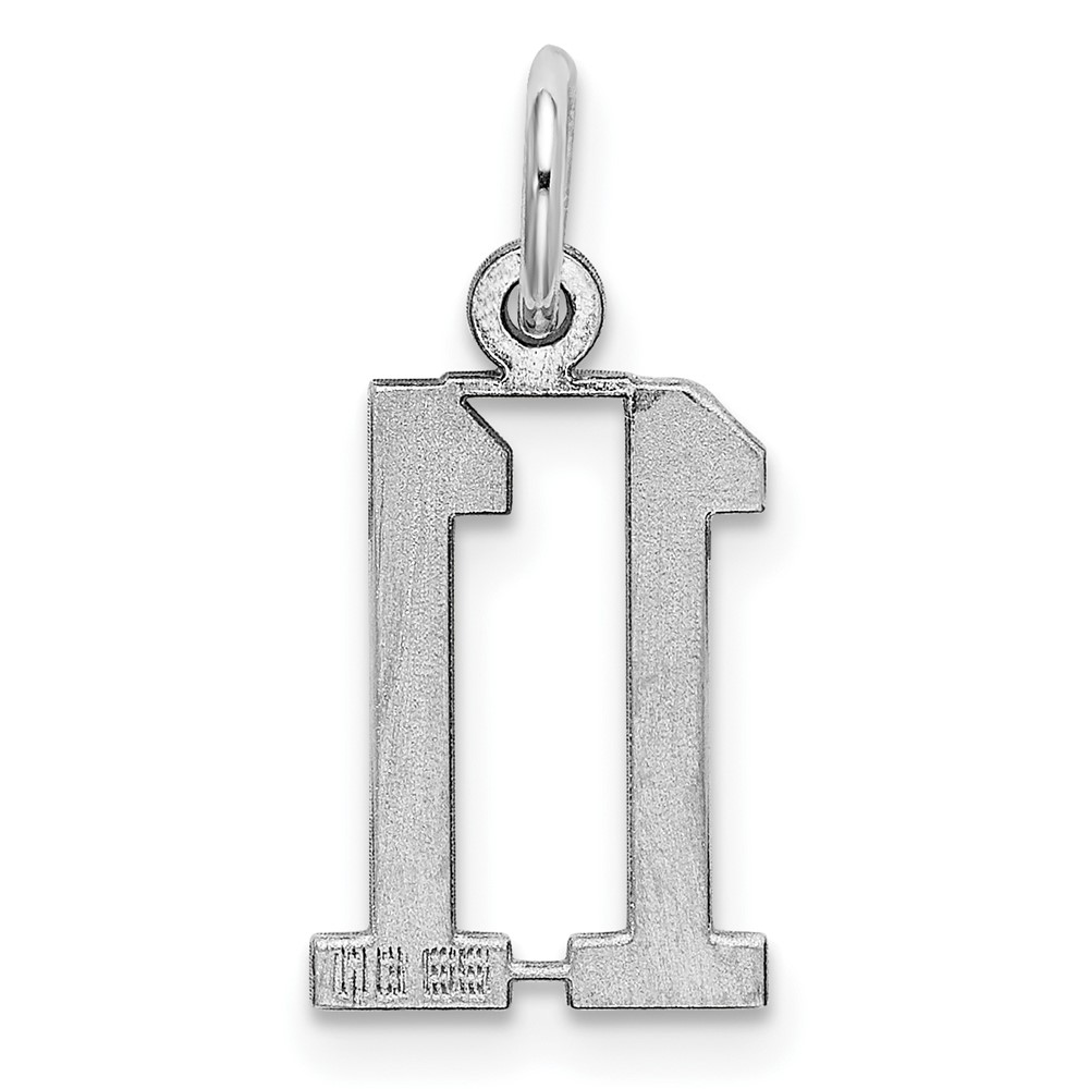 Sterling Silver/Rhodium-plated Elongated Number 11 Charm (QES11)