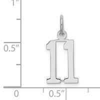 Sterling Silver Rhodium-plated Elongated Number 11 Charm view 3