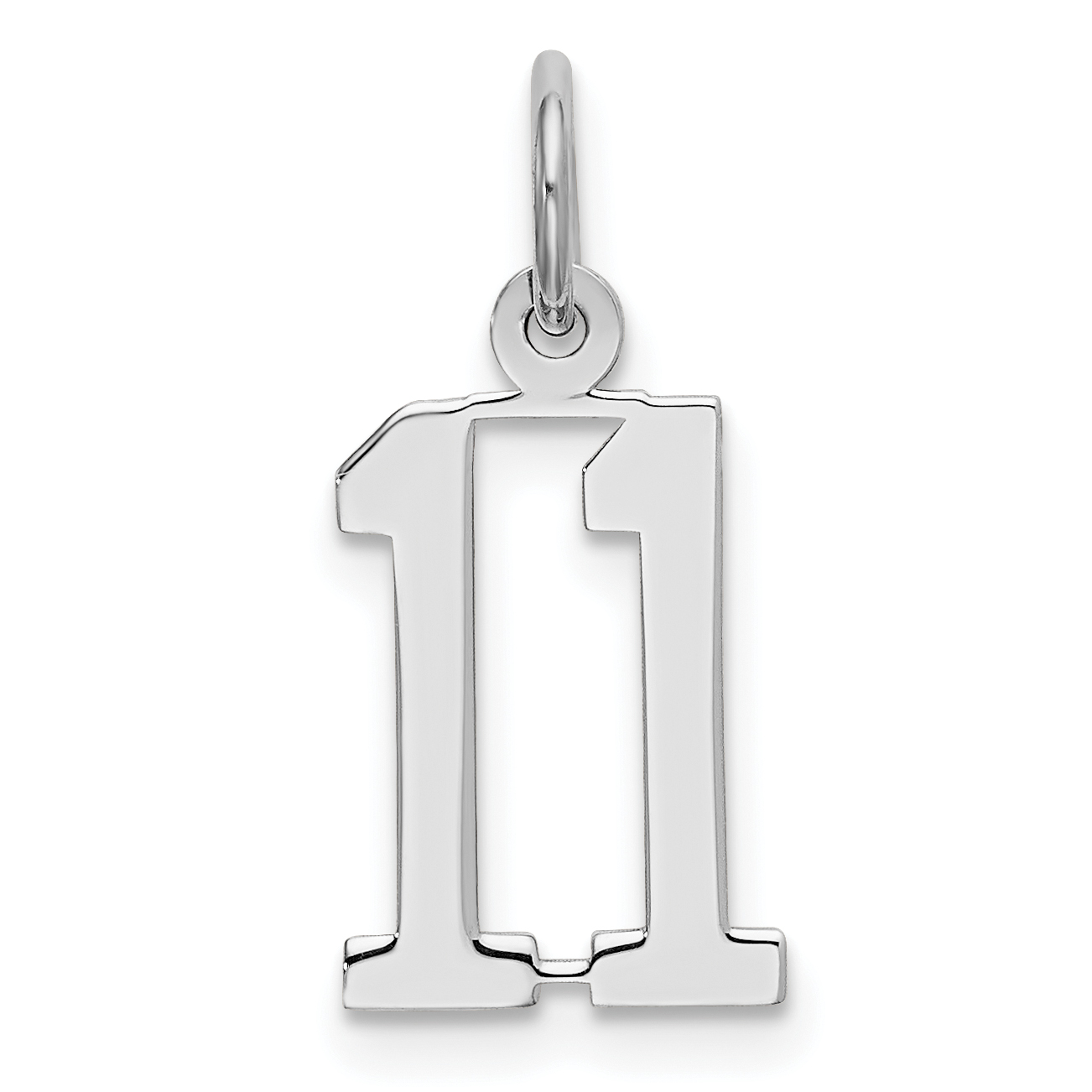 Sterling Silver/Rhodium-plated Elongated Number 11 Charm (QES11)