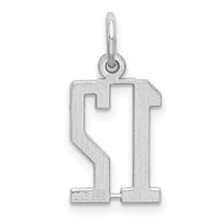 Sterling Silver Rhodium-plated Elongated Number 12 Charm view 4
