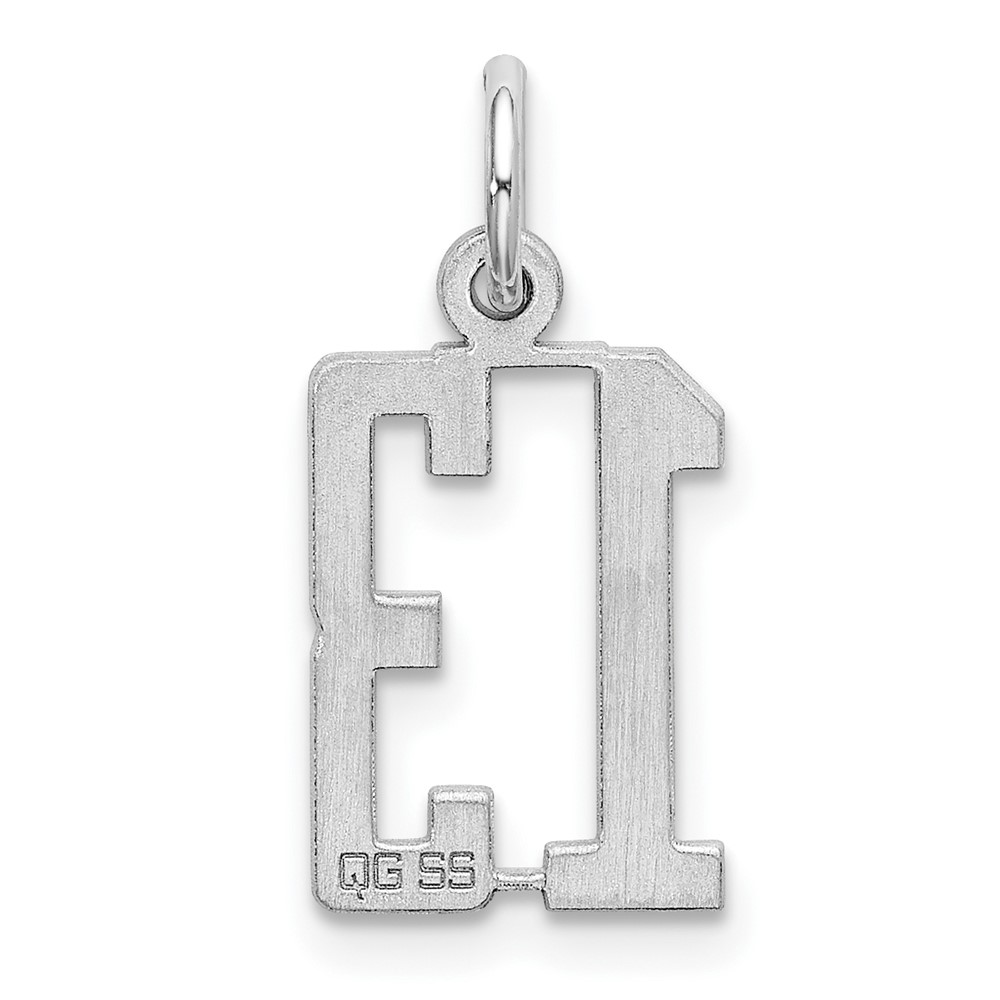 Sterling Silver/Rhodium-plated Elongated Number 13 Charm (QES13)
