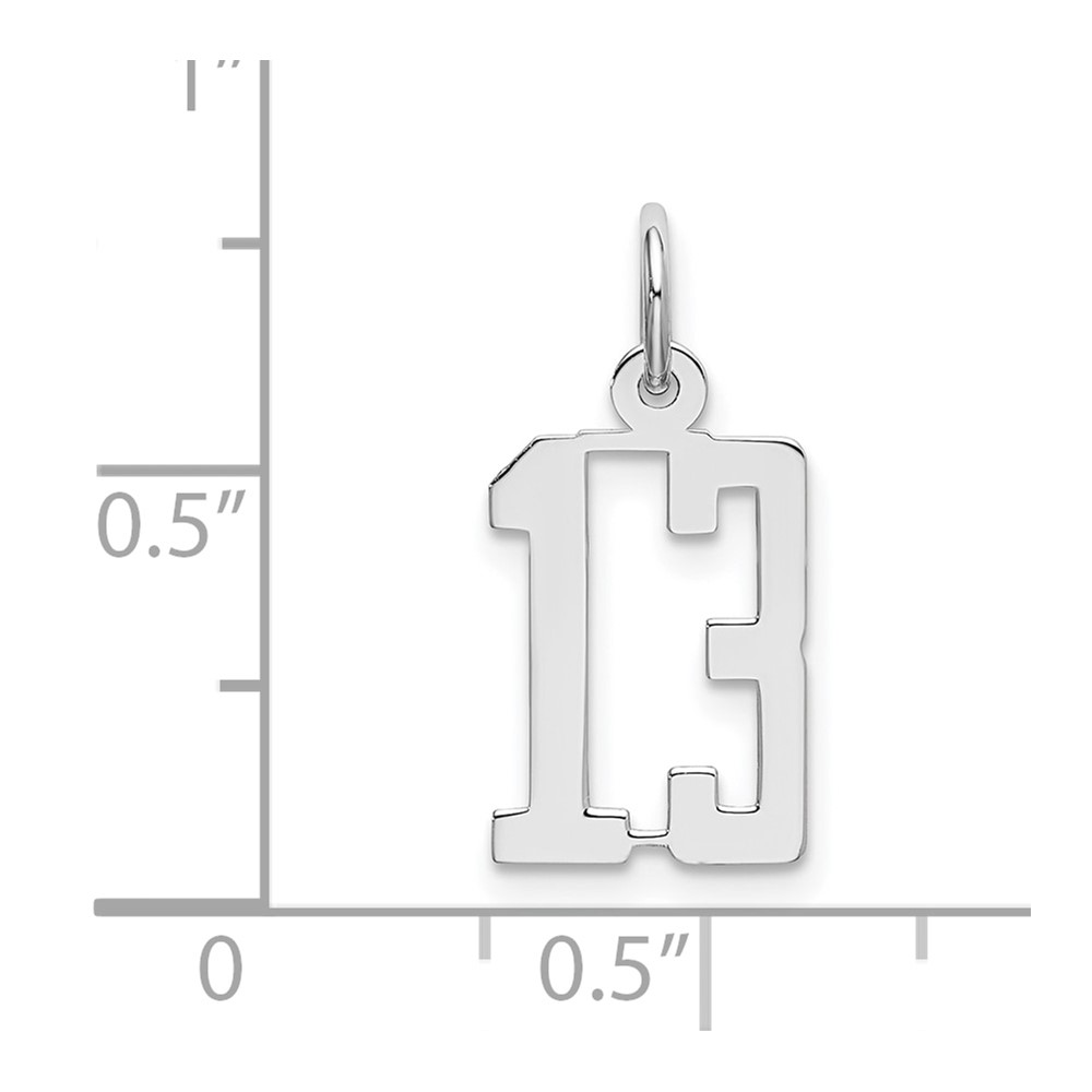 Sterling Silver/Rhodium-plated Elongated Number 13 Charm (QES13)