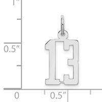 Sterling Silver Rhodium-plated Elongated Number 13 Charm view 3